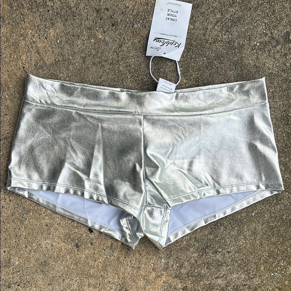 Metallic Silver Booty Shorts
